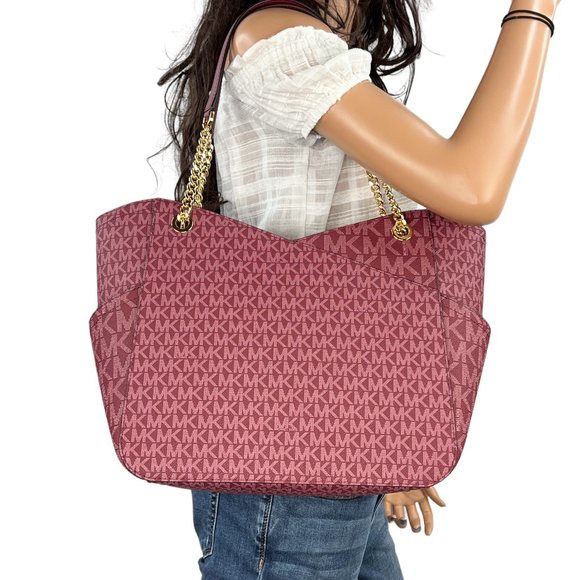 Michael Kors Jet Set Travel Large X Chained Tote Shoulder Bag MK Mulberry Multi - Picture 2 of 13